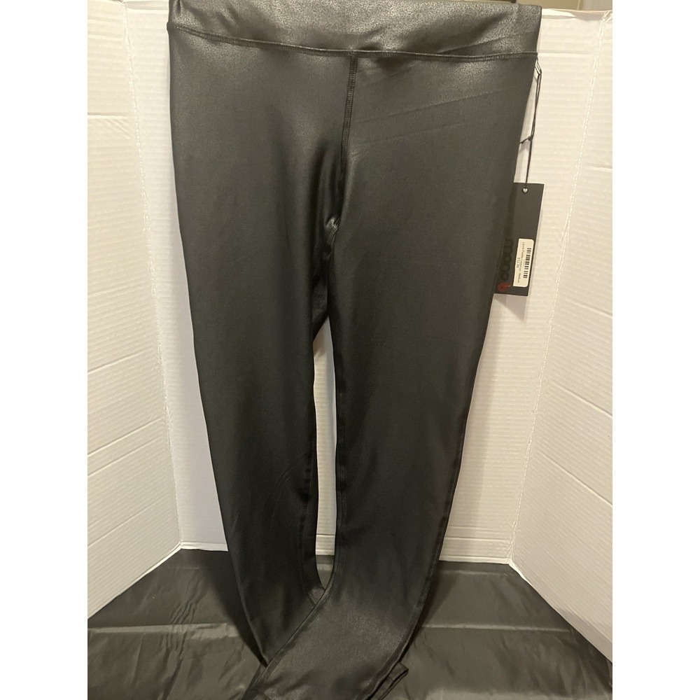 Mono B Black Faux  Laura Pebbled Leggings Glossy Wet  Brand New Size Medium